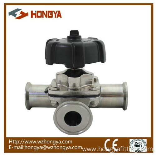 SS304 Sanitary 3 Way Clamp Branch Type Diaphragm Valve